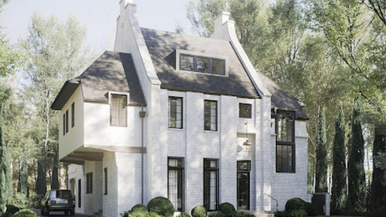 3D exterior renovation render — updated windows, cladding, and landscaping